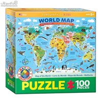 تصویر  100 تكه 5554- 6100 Illustrated Map of the World