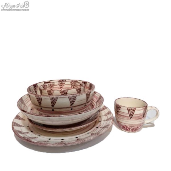 تصویر  ست 5 تكه غذاخوري طرح مينيمال قرمز S16-031