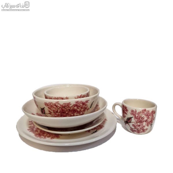 تصویر  ست 5 تكه غذاخوري طرح مرغ ميناي قرمز S16-007