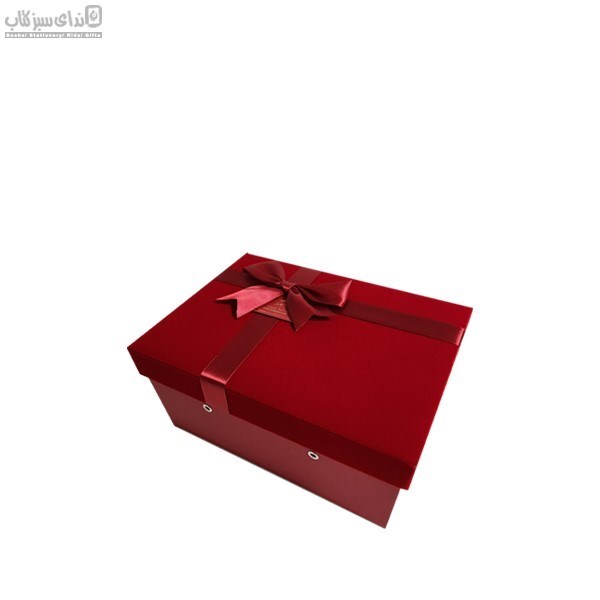 تصویر  (MS9305-12) جعبه كادو مستطيل بنددار مخمل قرمز سايز 3