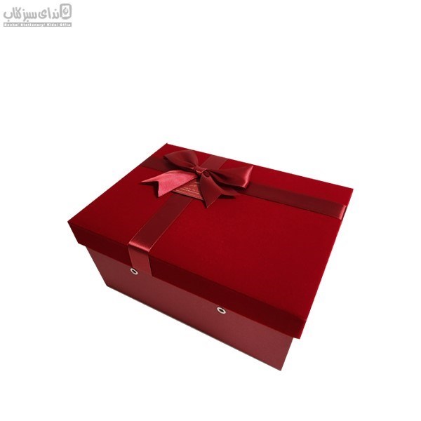 تصویر  (MS9305-12) جعبه كادو مستطيل بنددار مخمل قرمز سايز 1