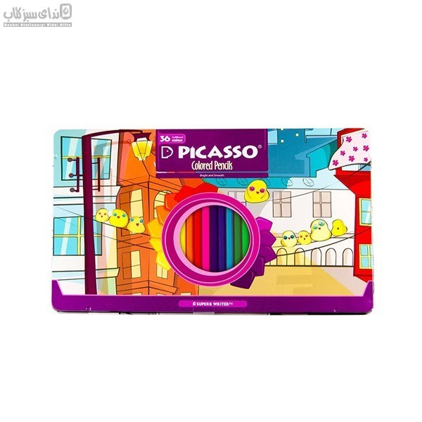 تصویر  مداد رنگي 36 رنگ پيكاسو (جعبه فلزي)