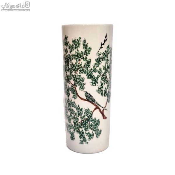تصویر  گلدان بلند طرح مرغ ميناي سبز M1-016