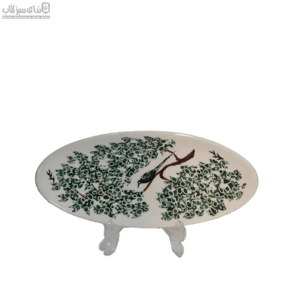 تصویر  سيني بيضي كوچك طرح مرغ ميناي سبز K2-016