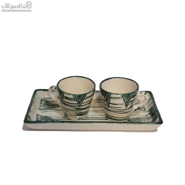 تصویر  ست اسپرسو دسته‌دار طرح ميني‌مال سبز S20-034