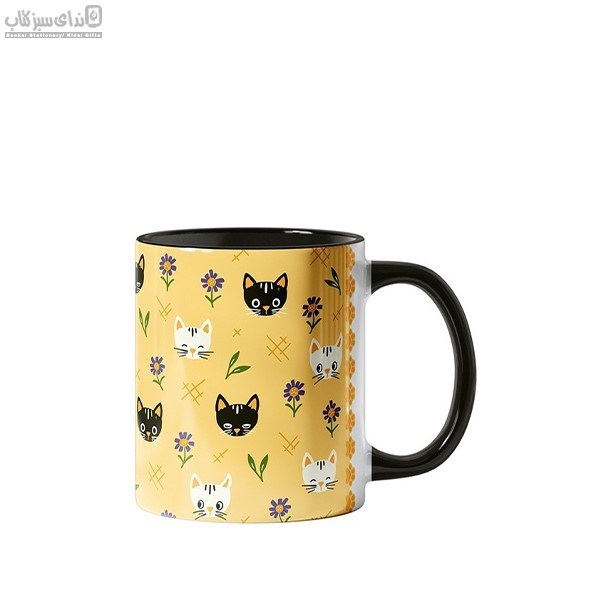 تصویر  ماگ سراميكي گل و گربه